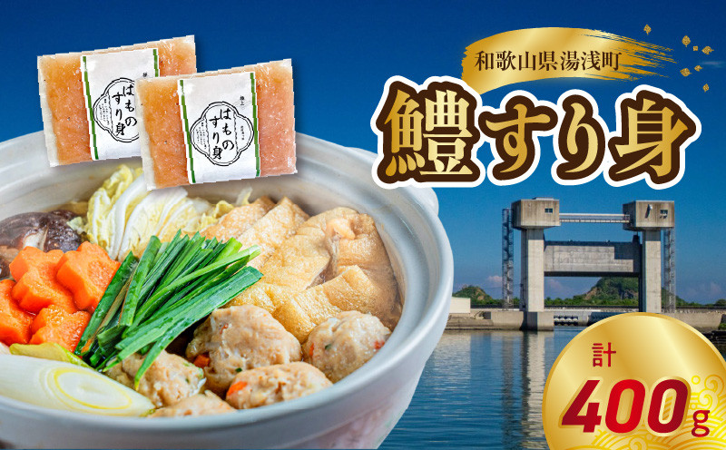 
            SD1001_鱧すり身  200g × 2個 高級魚 鱧 漁港直送 その日に加工 真空冷凍 鮮度 キープ すり身 鍋 ハンバーグ つみれ汁 高級料亭 気分 味わえる 自宅 簡単 出来立て さつま揚げ 冷凍 お取り寄せ 和歌山県 湯浅町 送料無料
          