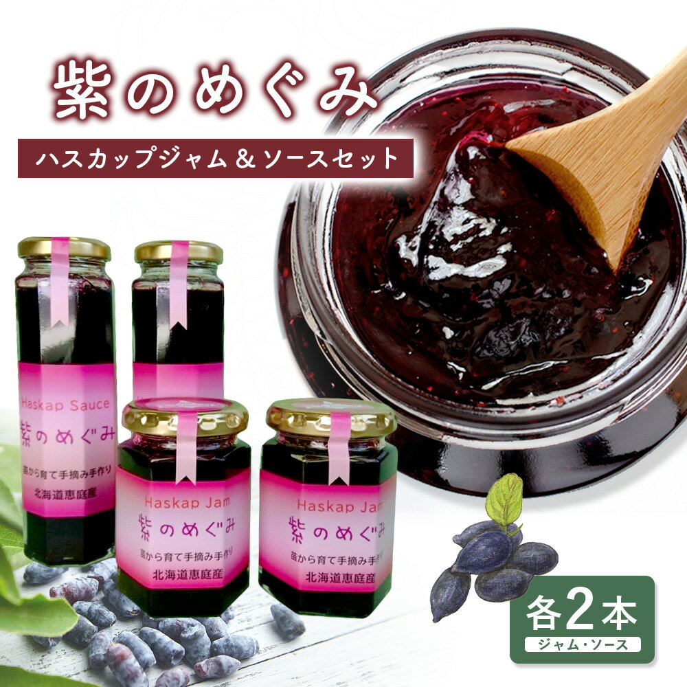 【ふるさと納税】「紫のめぐみ」ハスカップジャム&ソースセット（各2本） ハスカップ ジャム ソース ふるさと納税 北海道 恵庭市 恵庭 【010001】