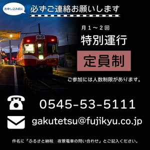 【お申込み前にご連絡を】全駅から「富士山が望める」地方鉄道 ～岳南電車応援事業～J 富士を望む岳南電車の夜景電車体験ツアー券 《2名様》 乗車券 特別運行 工場夜景 景色 富士山 列車 静岡県 富士市