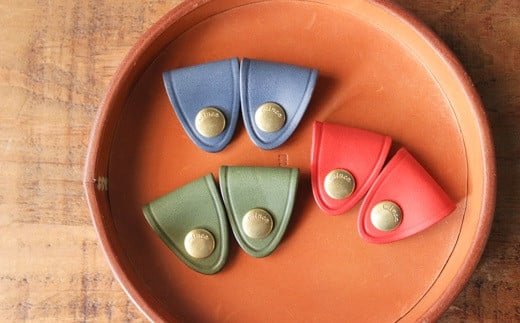 【minca】栃木レザーのコードホルダー2つ組*3セット/コードホルダー01/レッド,オリーブ,ブルー