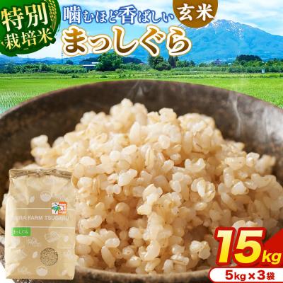 ふるさと納税 弘前市 米【特別栽培米】まっしぐら 玄米 15kg(5kg×3袋)令和7年産|24_mft-121501
