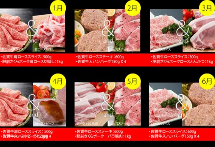 【定期便】 (12ヶ月連続お届け) 佐賀牛と肥前さくらポークのフルコース定期便  佐賀の黒毛和牛 霜降りの佐賀牛 しゃぶしゃぶ用佐賀牛 ステーキ用佐賀牛 人気の佐賀牛 評価の高い 佐賀牛 ブランド牛 
