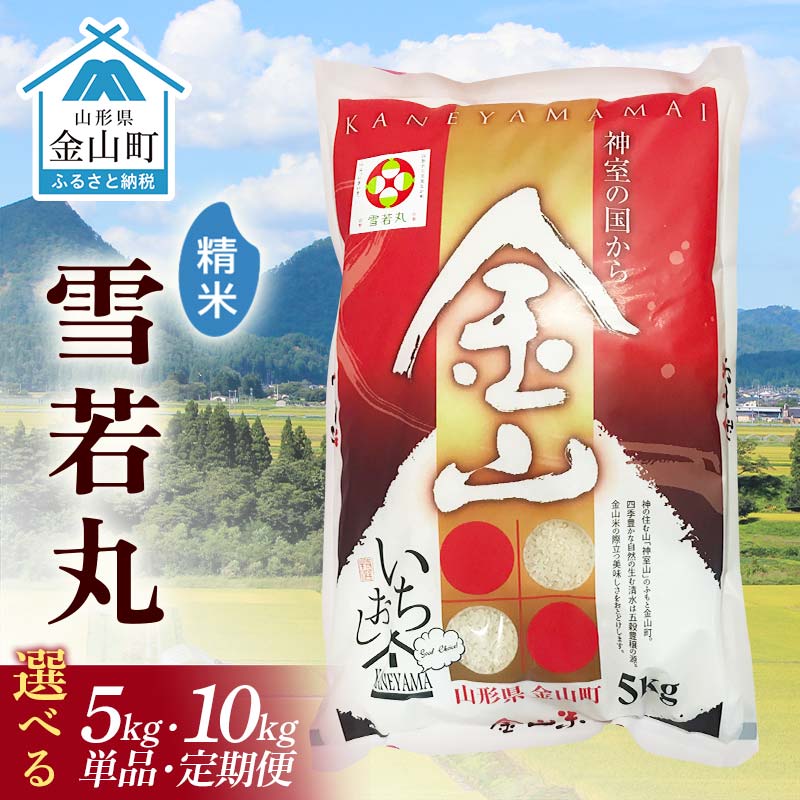 【ふるさと納税】 ≪選べる容量・回数≫令和7年産 金山産米「雪若丸【精米】」5kg 10kg 単品 3ヶ月 6ヶ月 定期便 米 お米 白米 ご飯 精米 ブランド米 雪若丸 送料無料 東北 山形 金山町 F4B-0719var