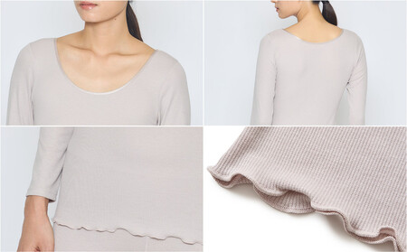 【Lサイズ】リファ バイタルテック リッチシルクリブ Uネックロングスリーブインナー