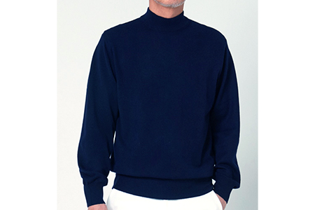 日本製 カシミヤ100% ハイネック ネイビー Sサイズ [2597]