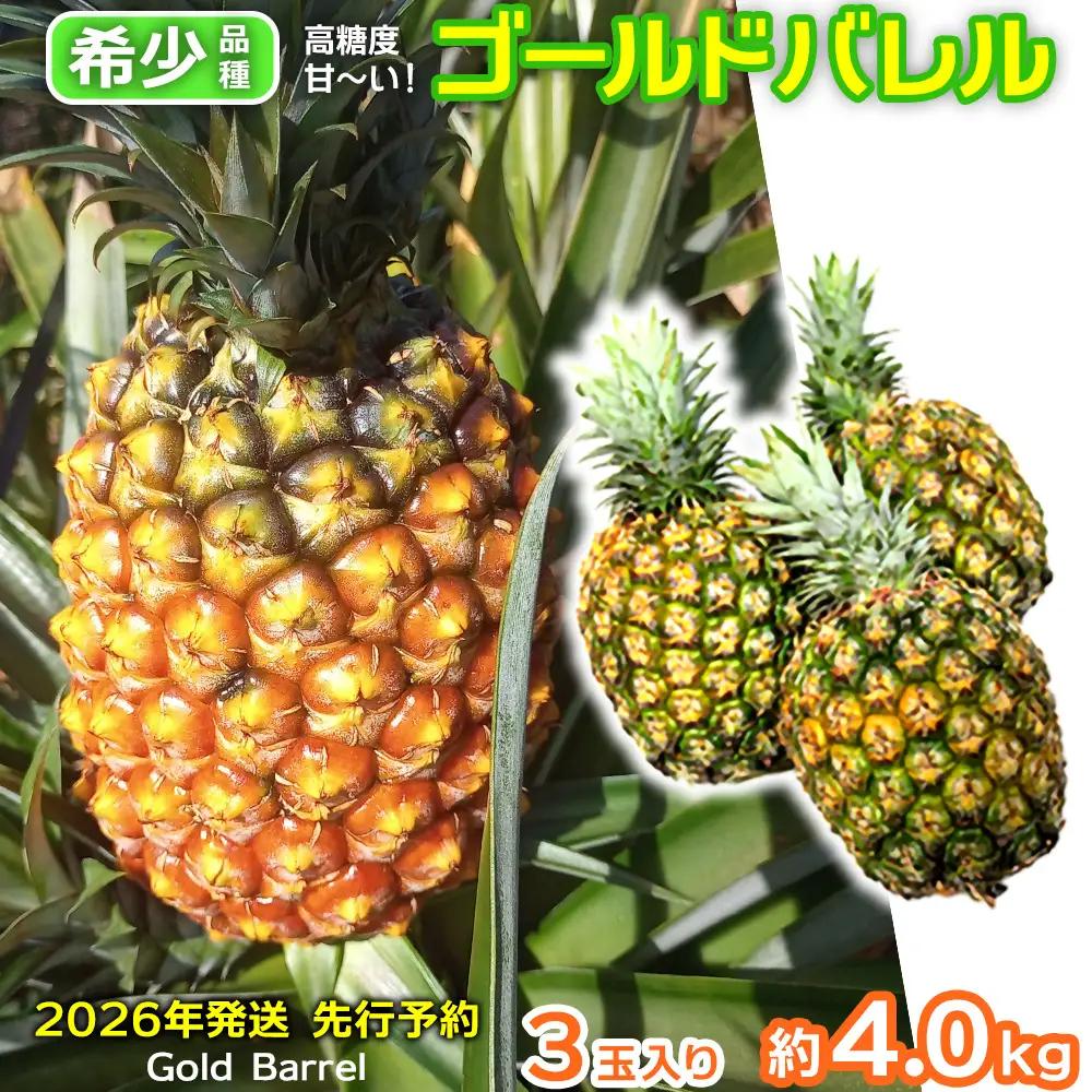 パイン【2026年発送】先行予約 ゴールドバレル 3玉 （約4.0kg） パイナップル