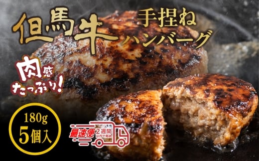 但馬牛使用　合挽 自家製ハンバーグ デミグラスソース付き180g×5個 小分け 加熱前 未加熱　 デミグラスソース付き 小分け 冷凍 肉 ギフト 大容量