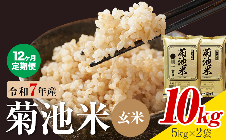 【12ヶ月定期便】熊本県産 菊池米 玄米 10kg 1袋5kg 米 お米 令和7年産 九州産 熊本県産 送料無料《お申込み翌月に出荷予定》玄米 米---026-5046---
