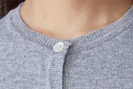 日本製 カシミヤ100% レディース クルーカーディガン ライトグレー Lサイズ [2567]