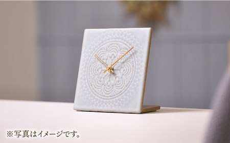 置時計 LACE TILE CLOCK 『グレー』【杉浦製陶】 インテリア 雑貨 おしゃれ [TAO002]