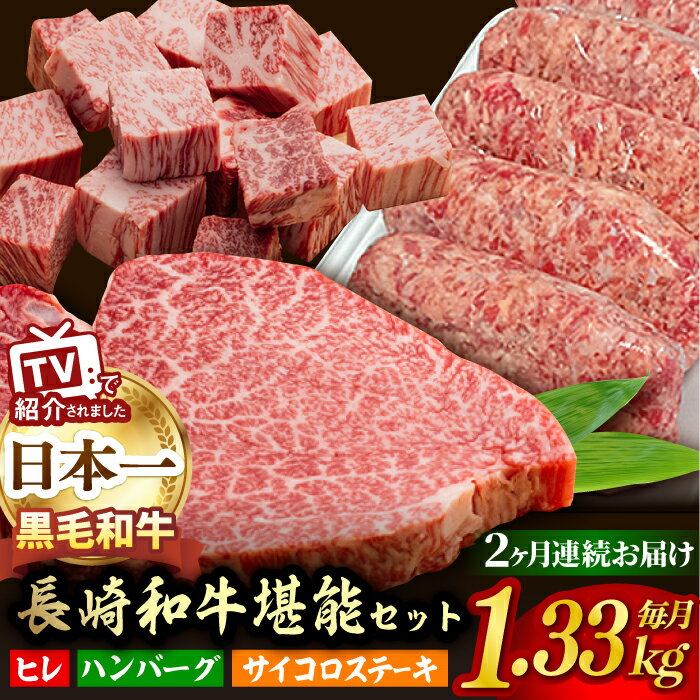 【ふるさと納税】【全2回】A5ランク ヒレステーキ サイコロステーキ ハンバーグ 総量2.66kg 2660g セット [NA59] 和牛 牛肉 赤身 ヒレ ステーキ 焼肉 牛肉 サイコロステーキ ハンバーグ