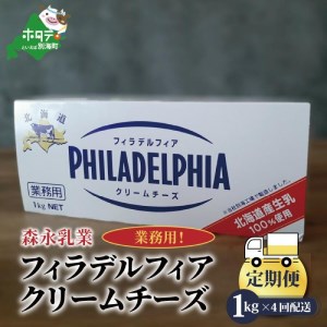  【定期便】【森永乳業】業務用 ！ クラフト フィラデルフィア クリームチーズ １ｋｇ× 4ヵ月【全4回】（ ちーず チーズ クラフトフィラデルフィア クリームチーズ 業務用 北海道 別海町 人気 ふるさと納税 ）    