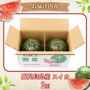 ＜先行予約受付中！2026年6月中旬以降順次発送予定＞鹿児島県産 スイカ(2玉) 国産 果物 スイカ すいか 西瓜 ジュース スムージー 祭ばやし 縞王 紅まくら 黒小玉スイカ 期間限定【松永青果】a