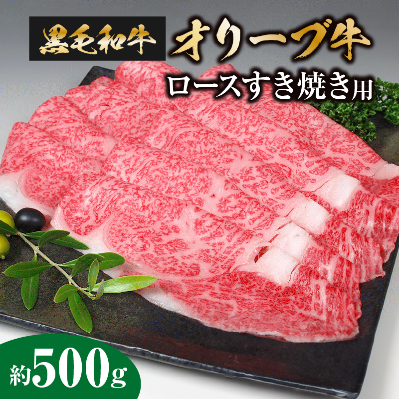 M18-0017_【ふるさと納税】黒毛和牛 オリーブ牛 ロース すき焼き用 約500g [ 国産 ブランド牛 讃岐牛 牛肉スライス 小分け 冷凍 贅沢すき焼き お取り寄せグルメ ギフト 冷凍保存 BBQ 焼肉 冷凍 送料無料 三豊市 30000 30 台 返礼品 サヌキ畜産フーズ ]