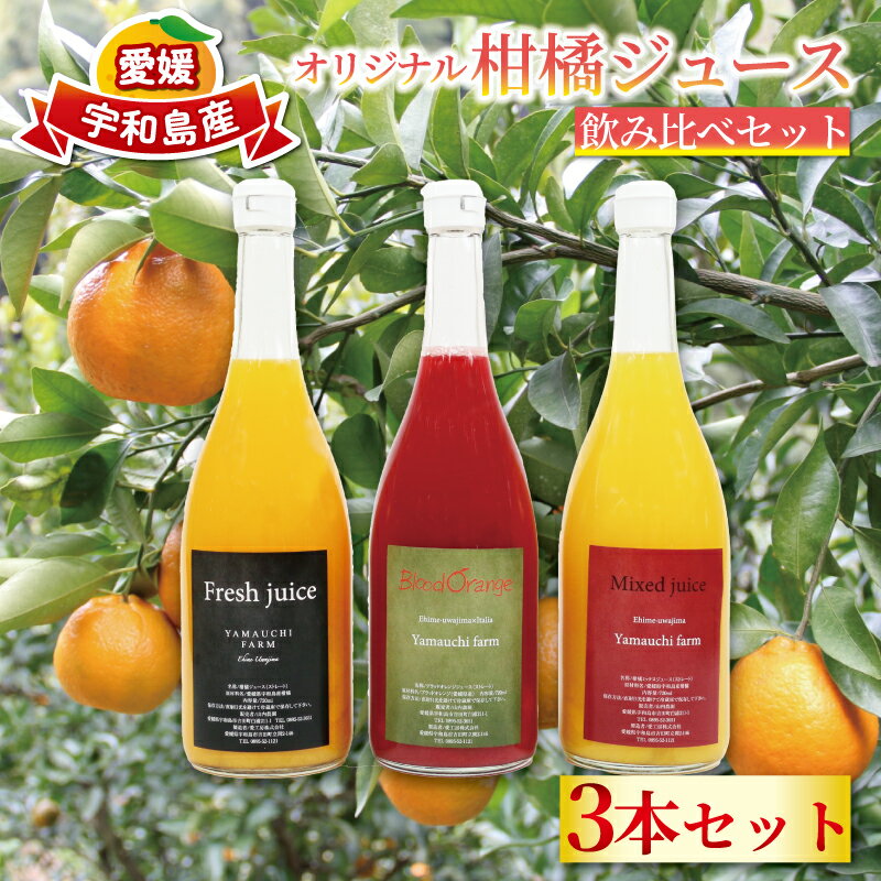 【ふるさと納税】 みかんジュース 飲み比べ セット おまかせ 720ml ×3本 オリジナル 柑橘ジュース YAMAUCHI FARM ミックスジュース ぽんかん 伊予柑 不知火 ブラッドオレンジ ストレート ジュース 果物 フルーツ 産地直送 数量限定 国産 愛媛 宇和島 H018-084002