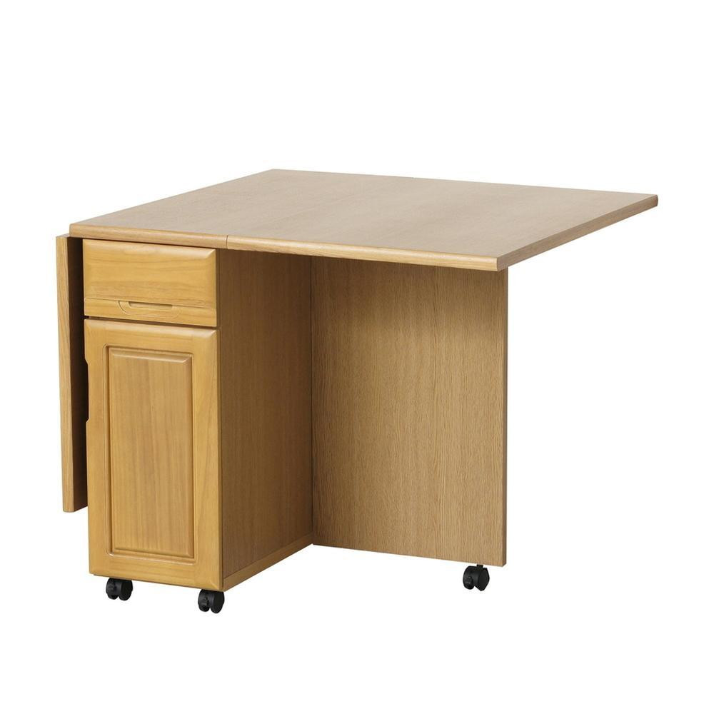 
            【ライトブラウン】Tバタテーブルワゴン 幅136.5(38)×奥行85×高さ71.5cm バタフライテーブル キッチンワゴン ダイニングテーブル 折りたたみ キャスター付き ダイニング Tバタ テーブルワゴン AKU102320301
          