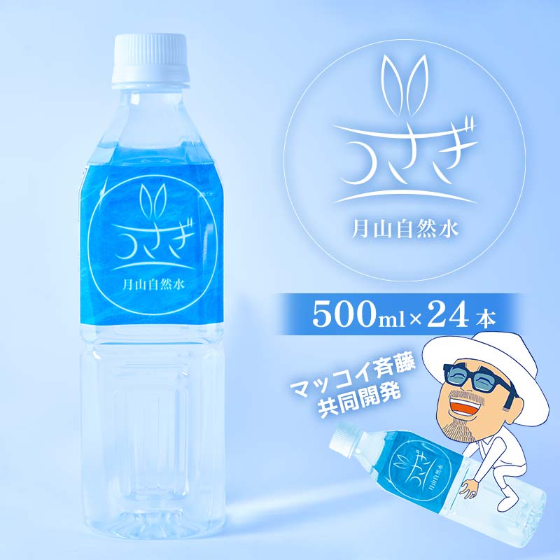 【ふるさと納税】マッコイ斉藤共同開発！！ 月山自然水 うさぎ 500ml×24 オリジナルパッケージ 天然水 自然水 国産 水 ナチュラル ミネラル ウォーター ペットボトル 備蓄 防災 保存 贈答 贈り物 ギフト プレゼント 自宅 家庭 山形県 西川町 月山 FYN6-376