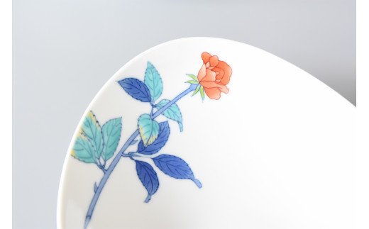 【伊万里焼】薔薇反パスタ皿 赤・青（色選択・どちらか１枚をお届け） H1191