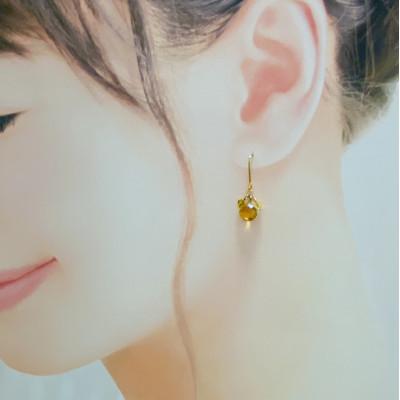 ふるさと納税 小山市 天然石シトリンとスワロフスキーのピアス |  | 01