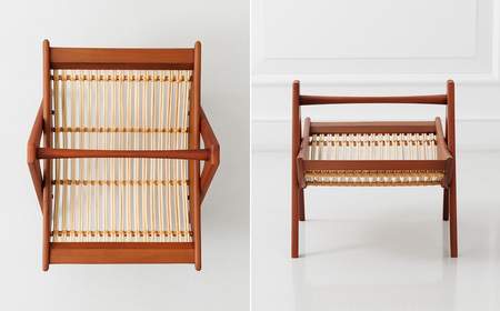 No.864-02 【マルニファニシング】NO.544 マガジンラック（ライトブラウン） ／ 本棚 本 雑誌 ラック 収納 家具 インテリア 一点モノ リメイク リノベーション 復刻モデル チーク ラ