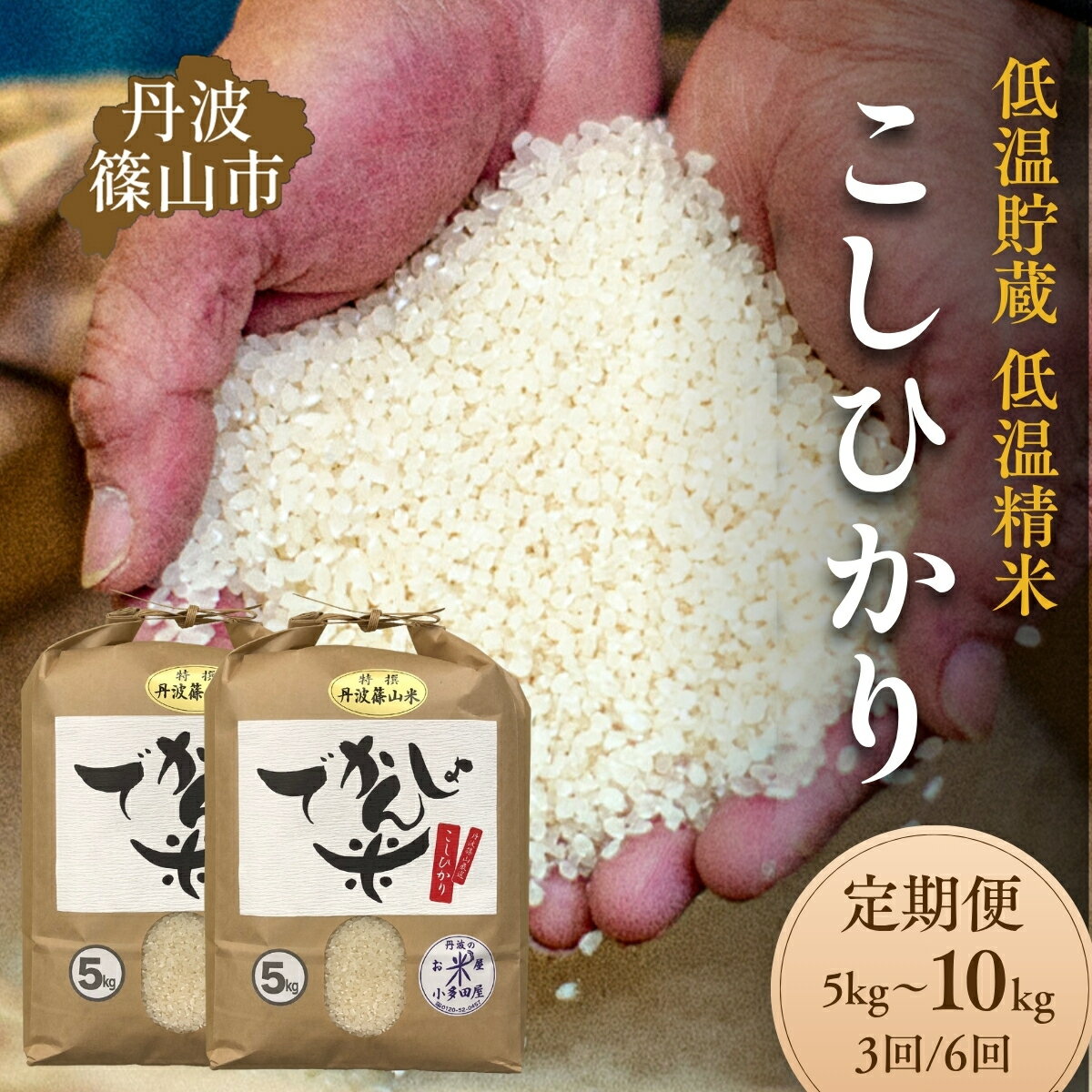 【ふるさと納税】【定期便】令和7年産 丹波篠山 コシヒカリ でかんしょ米 5kg 10kg×3回 6回お届け 低温貯蔵 香り良い 美味しいお米 国産米 白米 丹波篠山