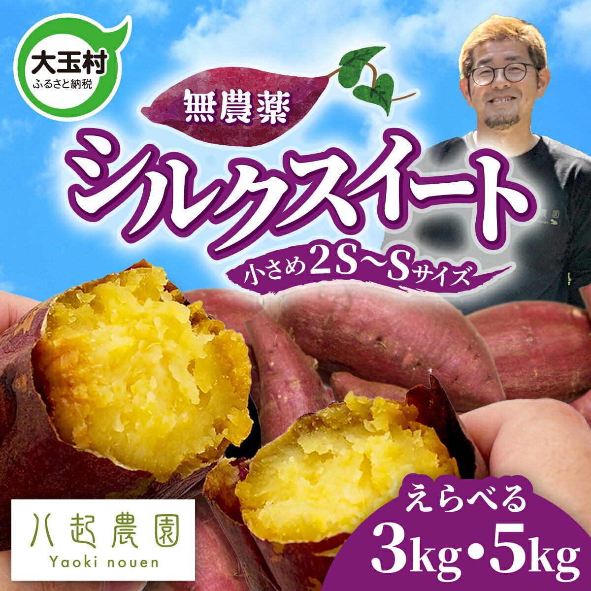 【ふるさと納税】 さつまいも シルクスイート 3kg / 5kg 無農薬 2S〜S サイズ混合 福島県 大玉村 国産 芋 サツマイモ さつま芋 スイートポテト 熟成 やきいも 焼き芋 ポテト スイーツ タルト おやつ 干し芋 さつまいもチップス 野菜 常温保存 | yn-sm-s