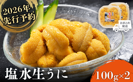 《2026年先行予約！》北海道産 塩水ウニ 200g  (100g×2パック） 【6月上旬～8月中旬発送予定】【0211802】