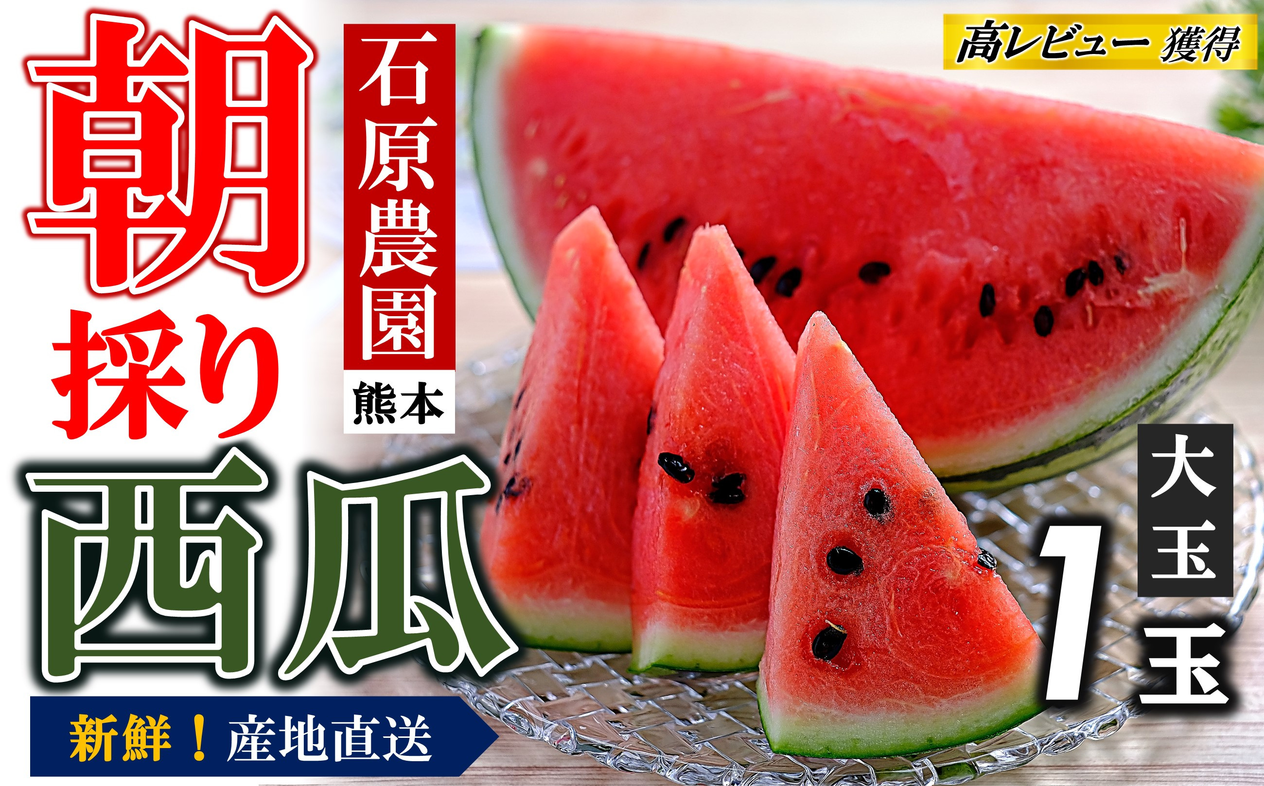 
            朝採り 新鮮！ 大玉スイカ（1玉） 熊本県産 【2025年5月頃〜6月末頃まで順次発送】 | 熊本県産 西瓜 すいか 産地直送 くまもと 名産地 熊本和水町 | 熊本県 くまもと 和水町 なごみまち なごみ すいか スイカ 西瓜 大玉 1玉 期間限定 季節の果物 果物 フルーツ 産地直送 |　高評価 オススメ 返礼品
          