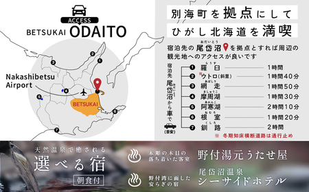 ひがし北海道 別海町の旅（羽田発着 ANA往復 航空券 + 別海町 宿泊 1泊 + レンタカー 北海道 旅行 旅行券 ホテル 旅館 宿泊券 ）