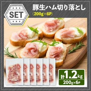 大分県産豚生ハム切り落としセット(計1.2kg・200g×6P)国産 豚肉 生ハム 切り落とし おつまみ サラダ パーティー 大分県産 セット 勝負めし【102000100】【サンセイ　安心院ソーセー
