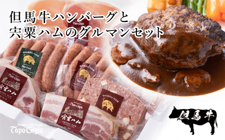 J27　但馬牛 ハンバーグ と 宍粟ハム の グルマン セット 【 但馬牛 国産 黒毛和牛 ハム デミグラスソース 冷凍 牛肉 豚肉 贈り物 ギフト 】