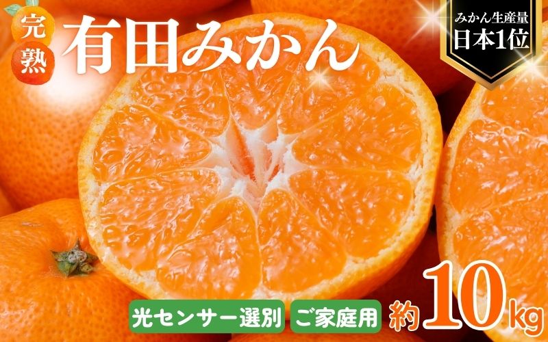 【2025年12月発送予約分】みかん こだわりの有田みかん 約10kg＋250g(傷み補償分) 光センサー選別 有機質肥料100% 家庭用 サイズ混合 | みかん ミカン 有田みかん 温州みかん ブランドみかん フルーツ 果物 くだもの 柑橘 産地直送 和歌山のみかん 【nuk101-12A】