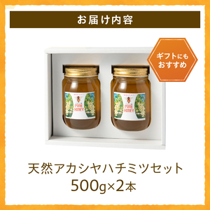 天然アカシヤハチミツセット（500g×2） 天然 アカシヤ ハチミツ 2本 計1kg 水あめ不使用 非加熱 クセがない すっきり 食べやすい 使いやすい 蜂蜜 はちみつ ハニー ギフト 山梨県 北杜市