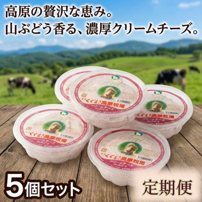 
                  ＜毎月定期便＞くずまき高原牧場 クリームチーズ＜山ぶどう＞100g×5個セット全8回【4078663】
                