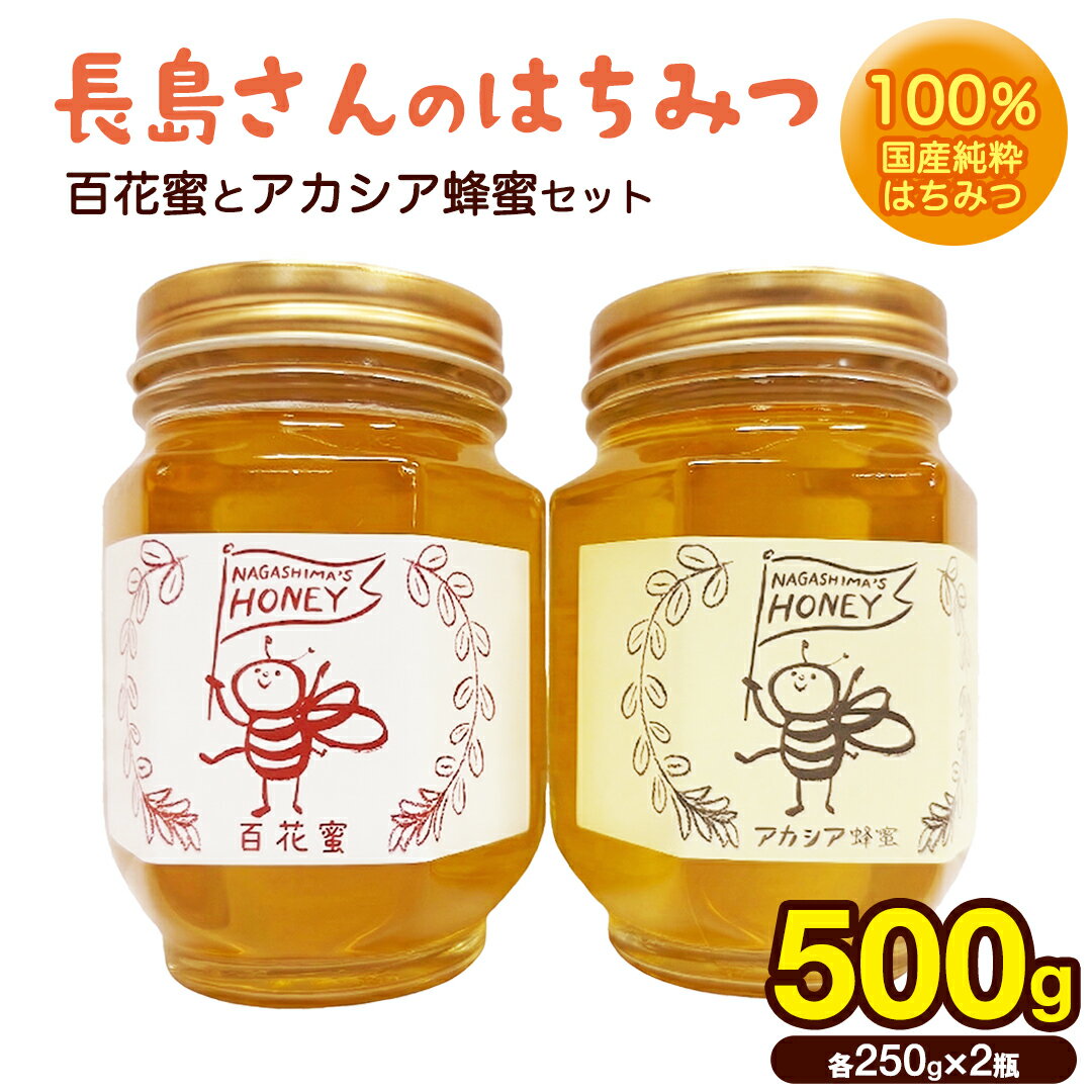 【ふるさと納税】長島さんのはちみつ 百花蜜とアカシア蜜 各250g ハチミツ 国産蜂蜜 国産純粋はちみつ 蜂蜜 はちみつ ハニー honey 純粋はちみつ 常温 保存 備蓄 防災食 非常食 保存食 産地直送 茨城県 城里町