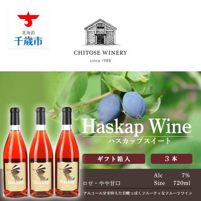 ふるさと納税 千歳市 千歳ワイナリー ハスカップスイート720ml×3本&lt;ギフト箱入&gt;