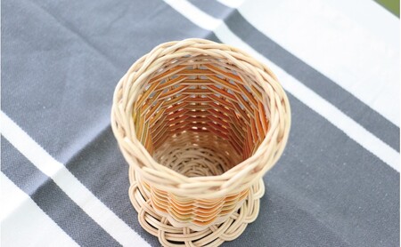 籐の手染め手編みペン立て 2個セット ナチュラル [カラーラタン彩都] 雑貨 日用品 文房具 福祉用品 2 寒色系×2個