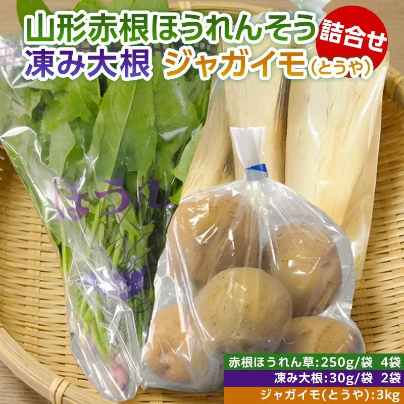 山形赤根ほうれんそう・凍み大根・ジャガイモ（とうや）詰合せ【障がい者支援】 FZ19-522