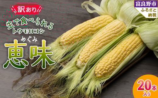 
            2026年先行予約　生で食べられるトウモロコシ　訳あり　恵味(めぐみ)　20本入り【1483447】
          