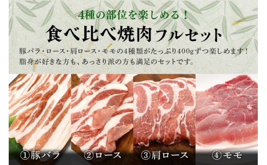 【定期便12ヶ月】ブランド豚「ばんぶぅ」焼肉フルセット（計1.6kg） 定期便 ばんぶぅ 豚肉 豚バラ肉 焼き肉 焼肉 焼肉セット 豚バラ ロース 肩ロース モモ しゃぶしゃぶ しゃぶしゃぶ肉 焼肉用