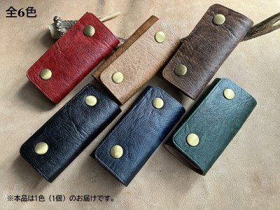 鹿革＆猪革のキーケース（三つ折り式）【黒】レザー 鍵ケース 革小物 【R00670】