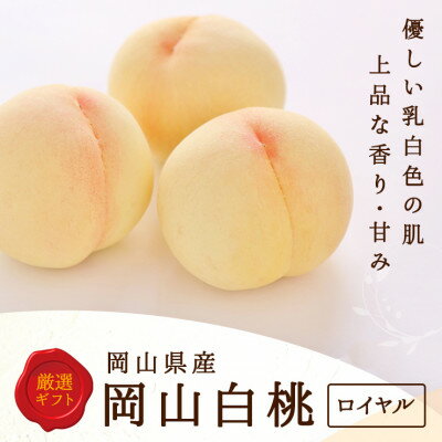 【ふるさと納税】岡山県産　白桃 5玉(1.5kg以上) 等級:ロイヤル 木箱入り【配送不可地域：離島・北海道・沖縄県】【1546677】
