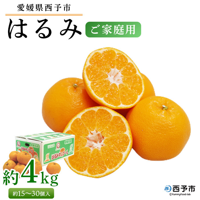 
            ＜愛媛県西予市産 はるみ ご家庭用 約4kg＞約15～30個入り 訳あり 果物 くだもの フルーツ みかん ミカン オレンジ 柑橘 期間限定 季節限定 食べて応援 特産品 愛媛県 西予市【常温】『2026年1月下旬～3月中旬迄に順次出荷予定』
          