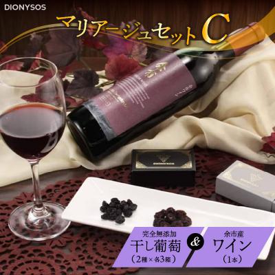 ふるさと納税 余市町 【ギフトボックス】余市産完全無添加干し葡萄と余市産セレクトワインのセット 〜C〜_Y050-0027