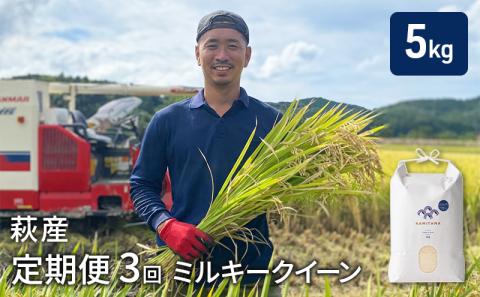 定期便 3か月 ミルキークイーン 令和6年 5kg 米 コメ こめ 萩産 KAMITAMA