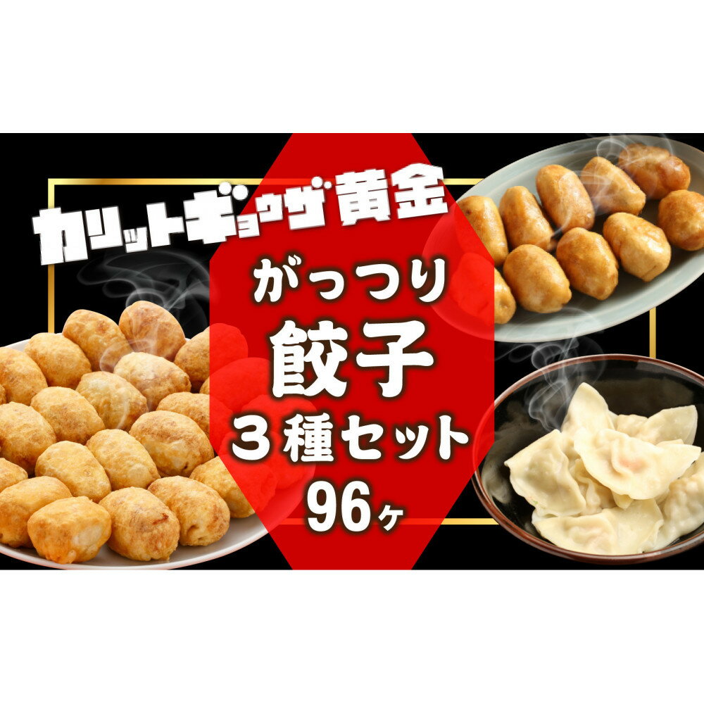 【ふるさと納税】カリットギョウザ がっつりセット3種（96ケ）餃子 水餃子 スマイル餃子