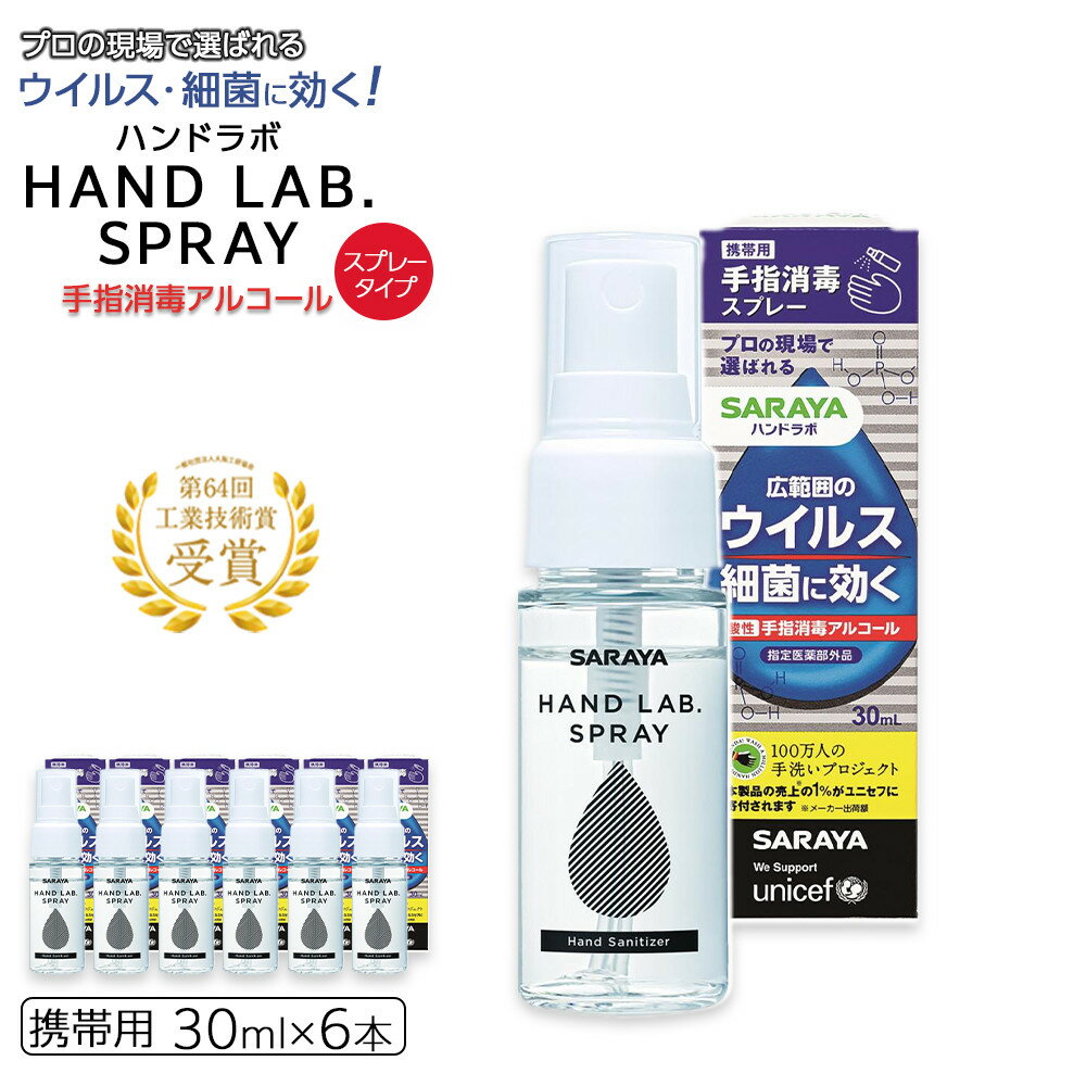 【ふるさと納税】ハンドラボ手指消毒スプレーVH30ml×6 | サラヤ ハンドラボ 消毒 細菌 スプレー 酸性アルコール消毒剤 携帯用 おすすめ 人気 送料無料