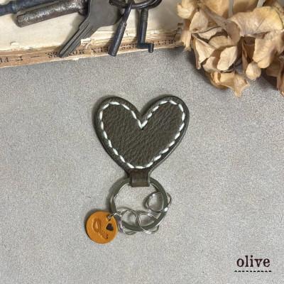 ふるさと納税 宇部市 【one】ハートのキーホルダー(オリーブ)