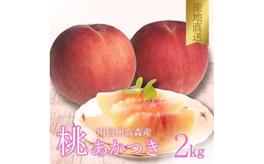 【南信州高森産】旬の桃 あかつき2kg 2025年7月下旬より発送 長野県 信州 農家直送 果物 くだもの もも モモ 旬 旬の果物 旬の桃 採りたて 有機栽培 完熟 宮下農園
