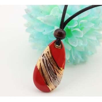 二宮閑山 有田焼ペンダント 赤流星紋様（両面書き） A24-157